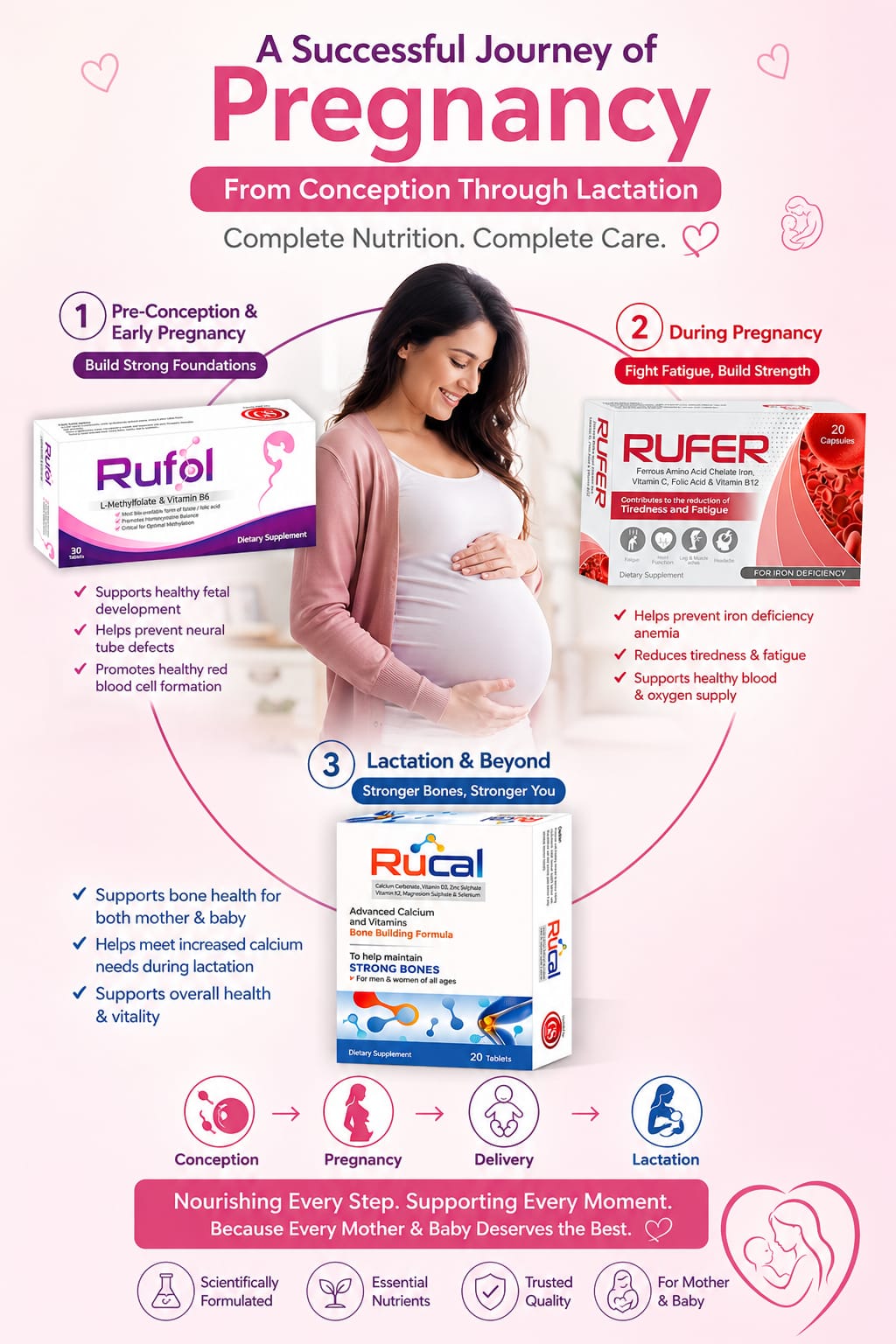 Pregnancy journey infographic — Rufer for iron during pregnancy