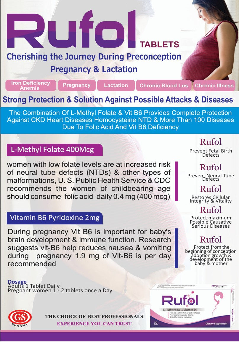Rufol Tablets brochure — pregnancy and lactation protection