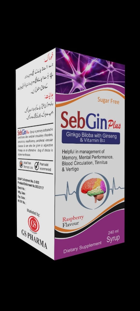 Sebgin Plus Syrup box — Ginkgo Biloba with Ginseng & Vitamin B12