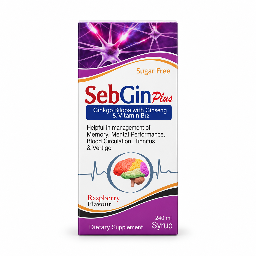 Sebgin Plus Ginkgo Biloba & Ginseng Memory Brain Support Syrup by GS Pharma