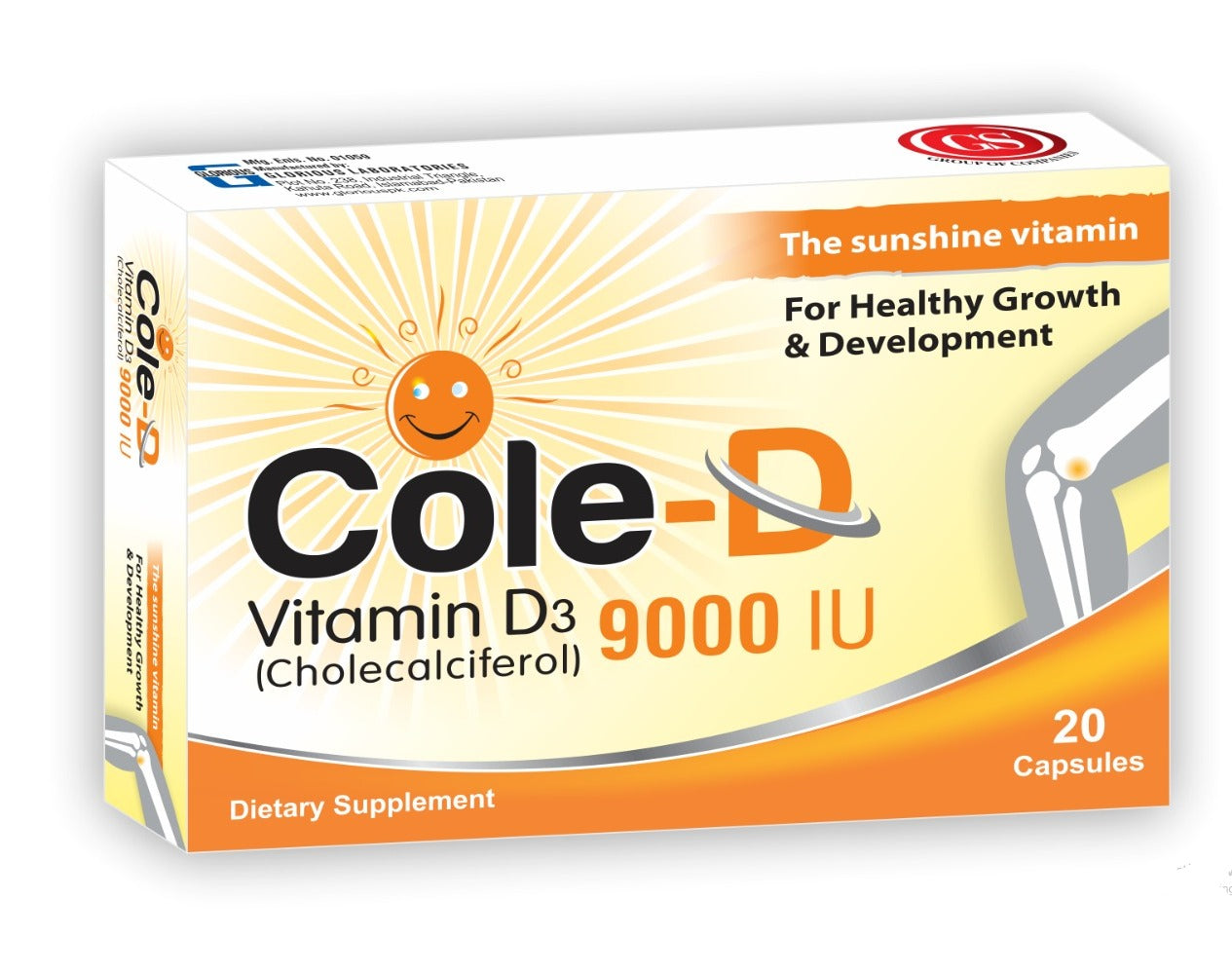 Cole-D Capsules box front — Vitamin D3 9000 IU