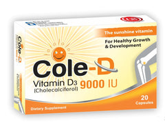 Cole-D Capsules box front — Vitamin D3 9000 IU