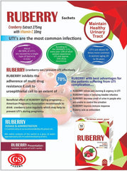 Ruberry Sachet brochure — UTI prevention and urinary health benefits