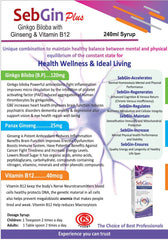 Sebgin Plus Syrup brochure — ingredients and clinical uses